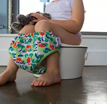 Training pants are used as an aid when potty training. 